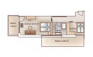 Room layout of the family luxury suite