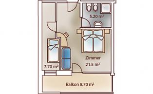 Zimmerskizze des Familien Luxuszimmer