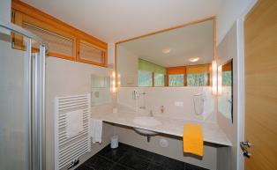 Spacious bathroom in the panoramic luxury room