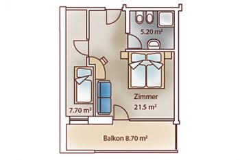 Floor plan of the luxury room familar at Vital-Hotel Rainer