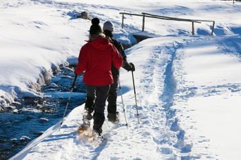 Schneeschuhwanderung im Ultental in der Nähe von Steinrast