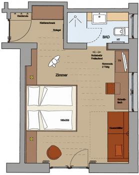 Skizze Standardzimmer im Vital-Hotel Rainer